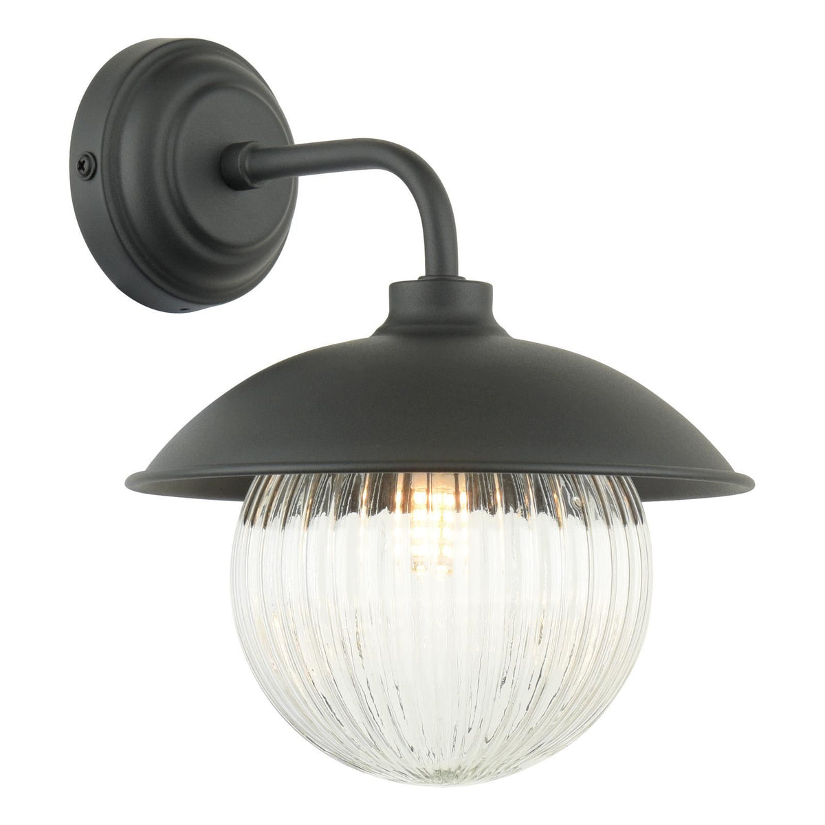 Laura Ashley Hatton Outdoor Wall Light Matt Black and Ribbed Glass IP44 LA3756722-Q