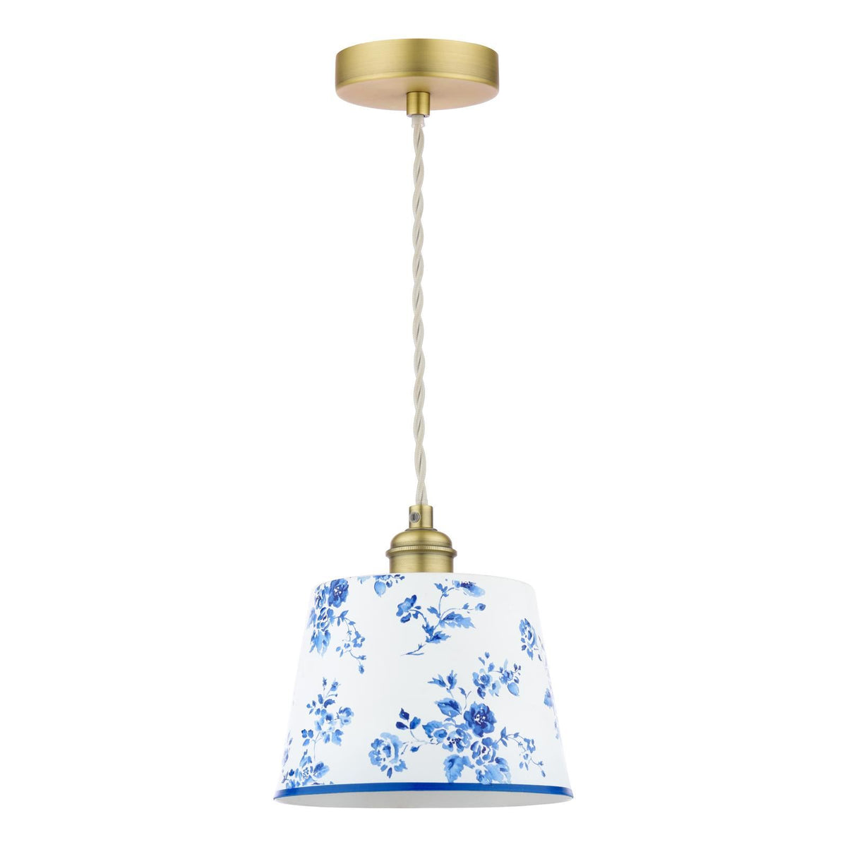 Laura Ashley China Rose Pendant Matt Blue and Matt Antique Brass LA3756728-Q