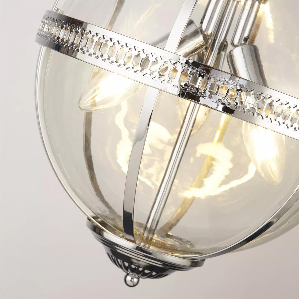 Coronet 3 Light Ceiling Pendant Light In Chrome Finish With Glass Shade 44213-3CC