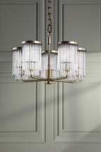 Laura Ashley Hilcote 5 Light Armed Pendant Matt Antique Brass and Glass LA3756650-Q