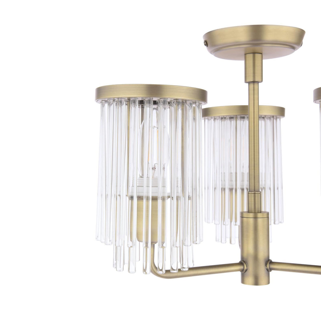 Laura Ashley Hilcote 3 Light Semi-Flush Matt Antique Brass and Glass LA3756649-Q