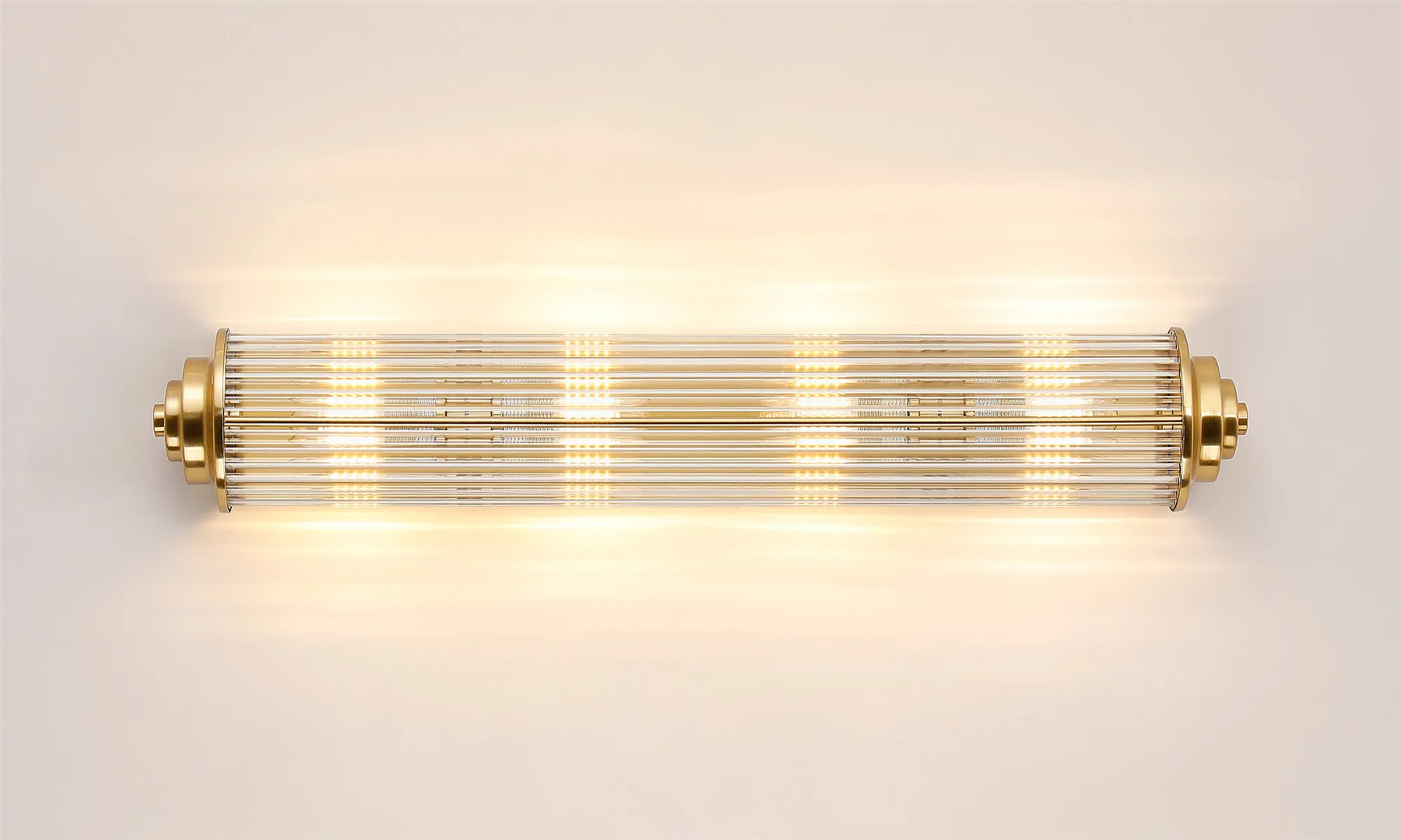 Pillar 4 Light Bathroom Wall Light In Gold And Clear Glass Rods IP44 G9