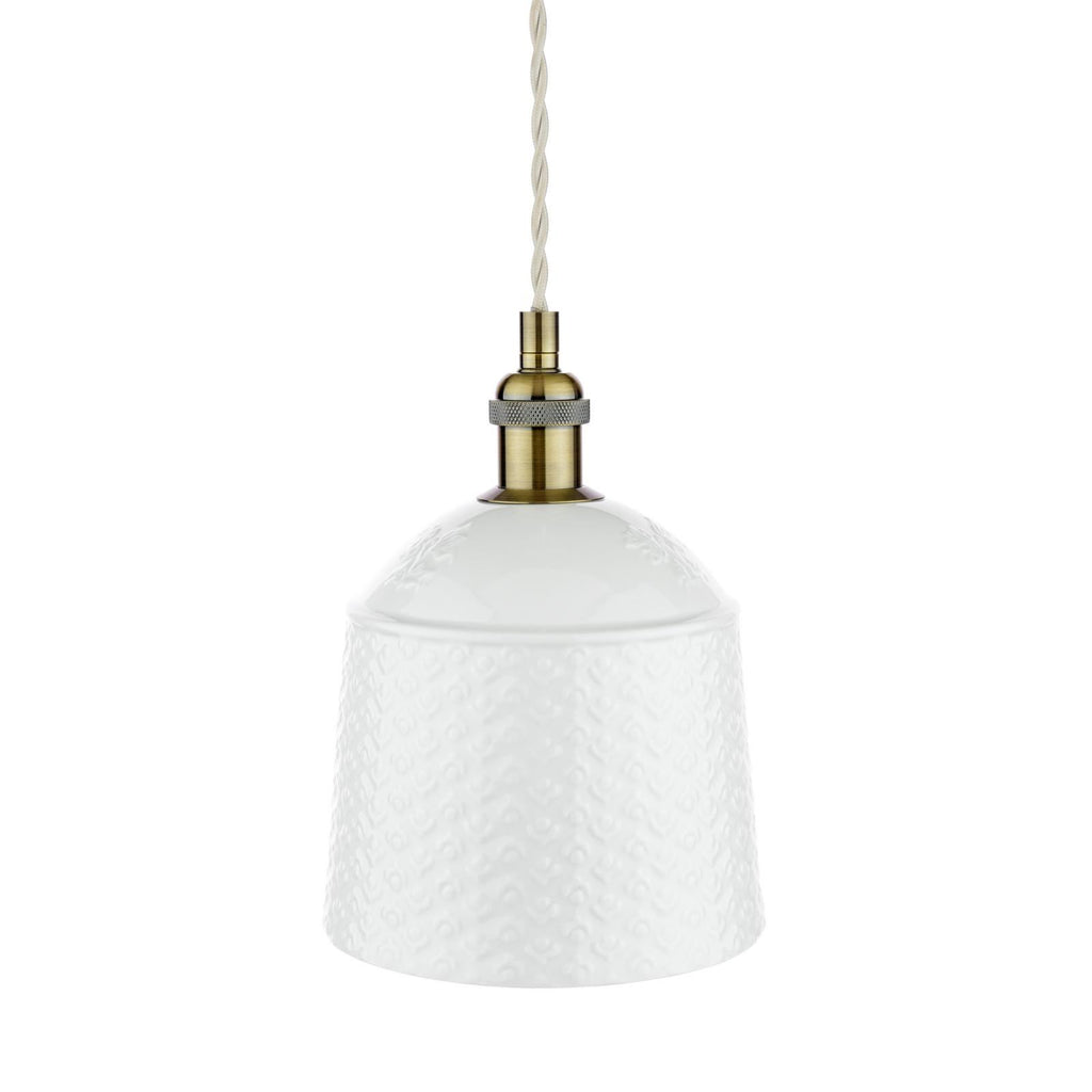 Laura Ashley Porcelain Pendant Cream and Antique Brass LA3756729-Q