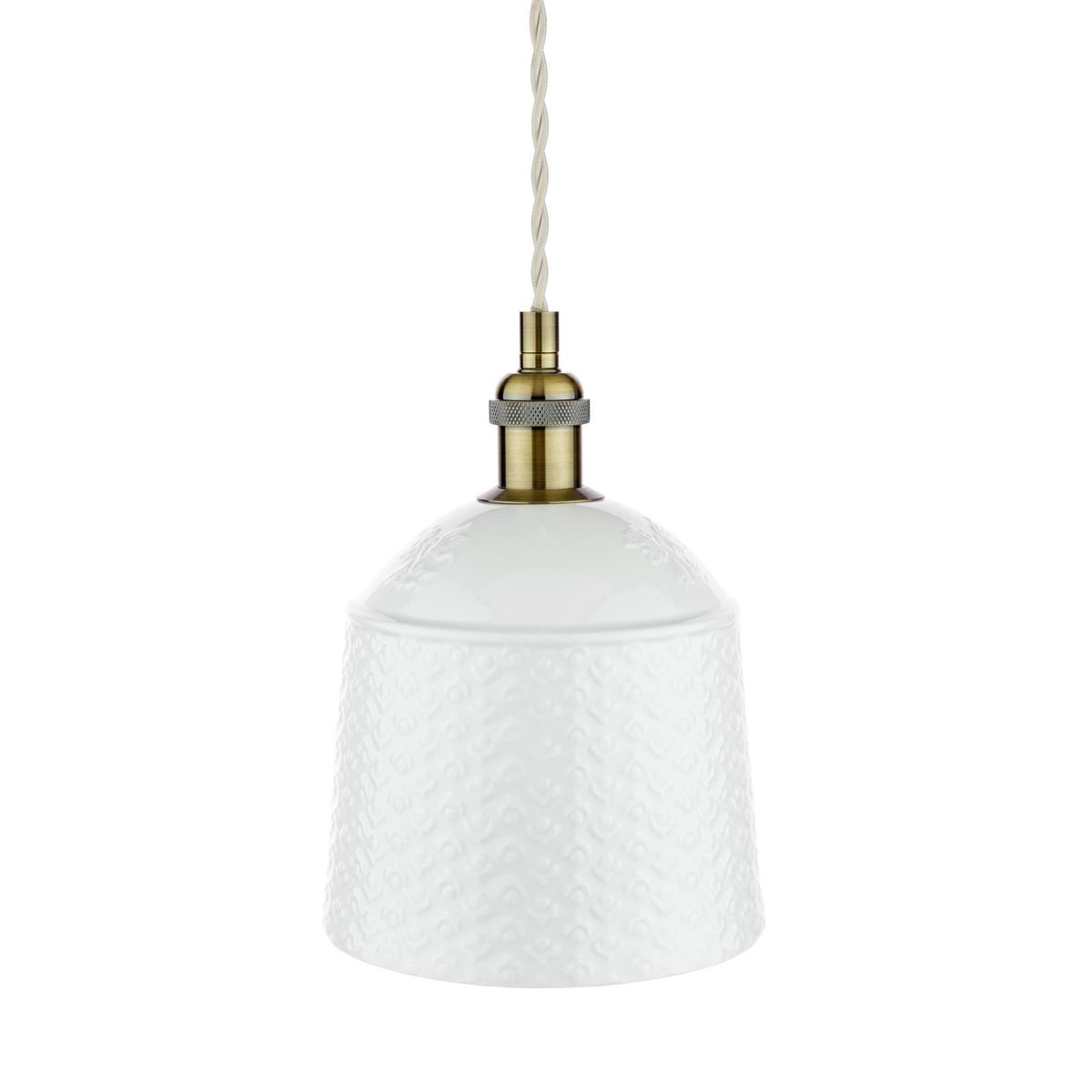 Laura Ashley Porcelain Pendant Cream and Antique Brass LA3756729-Q