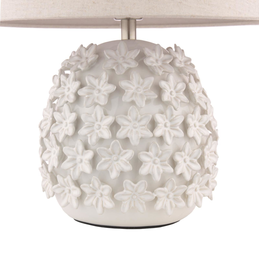 Laura Ashley Ingham Table Lamp White Ceramic and Brushed Silver With Shade LA3756679-Q