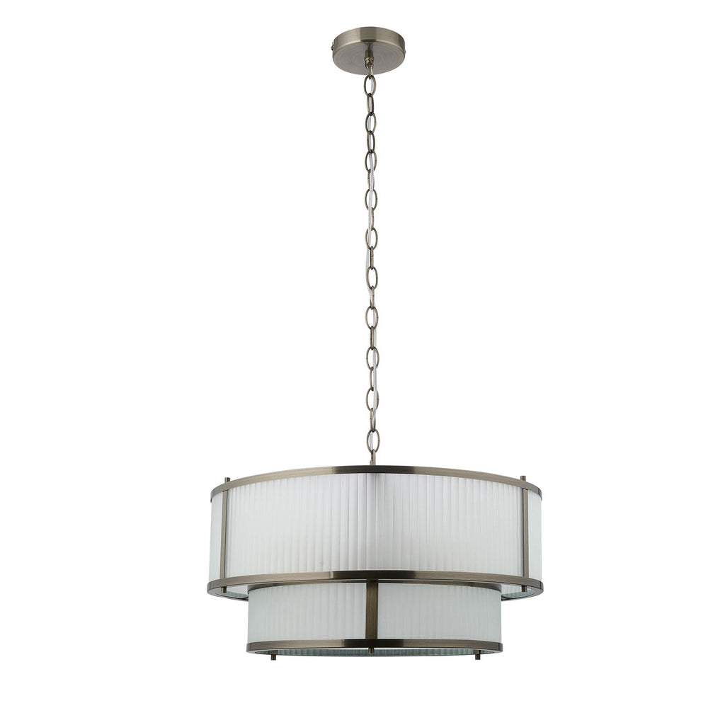 Ridgeton 5 Light Tiered Ceiligng Pendnat In Antique Brass With Frosted Glass 119459