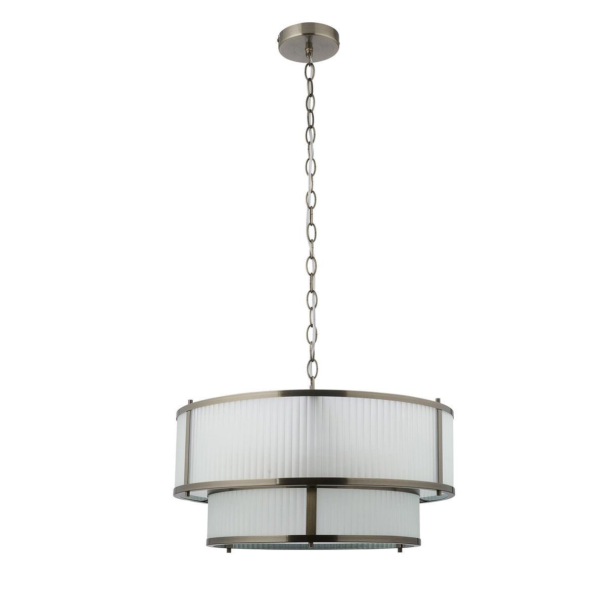 Ridgeton 5 Light Tiered Ceiligng Pendnat In Antique Brass With Frosted Glass 119459