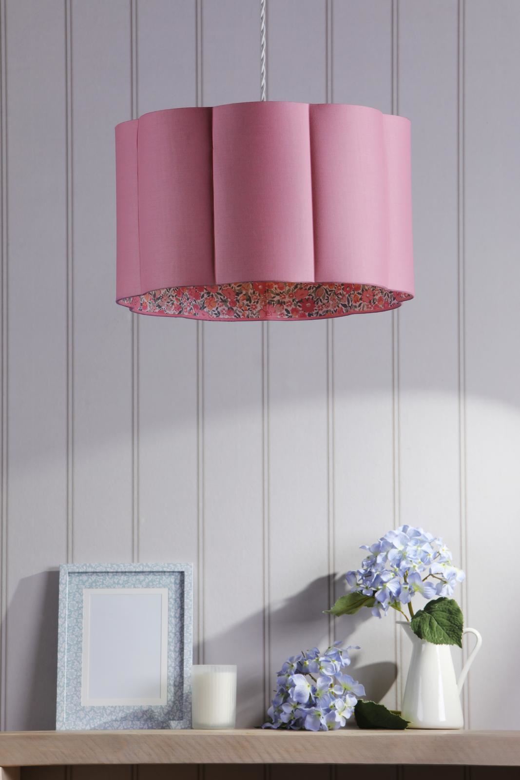 Laura Ashley Loveston Pink Cotton Scalloped Shade 38cm LA3756680-Q