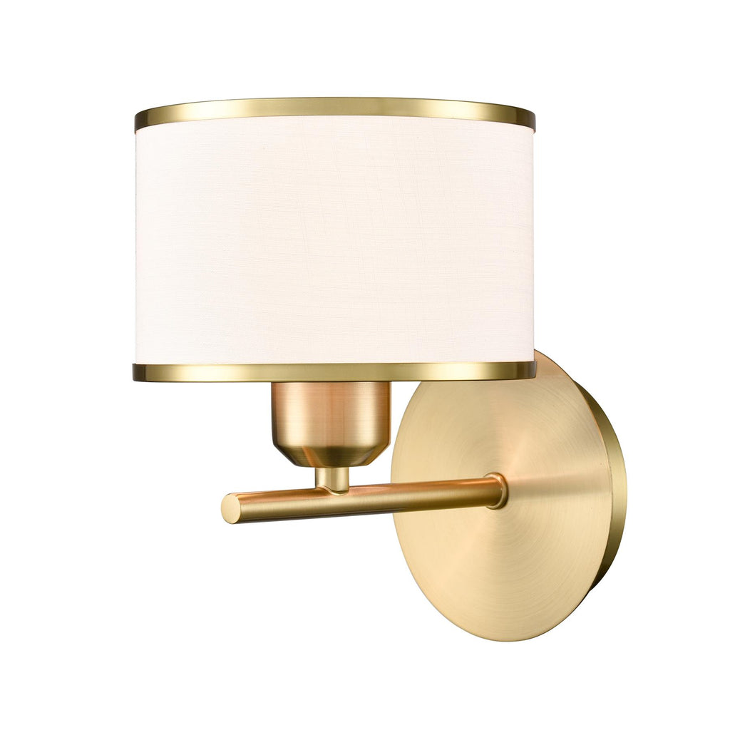Franklite Polaris Single Wall Light In Aged Brass With Fabric Shade FL2498-1