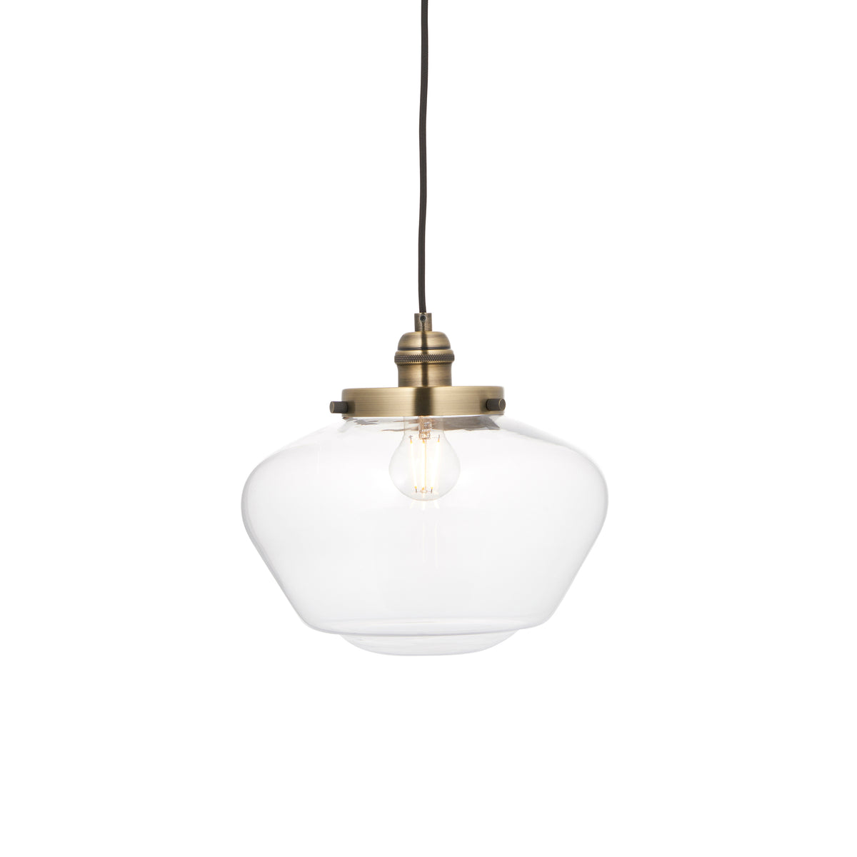 Camberley Ceiling Pendant Light In Antique Brass With Clear Glass Shade 97691