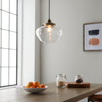 Camberley Ceiling Pendant Light In Antique Brass With Clear Glass Shade 97691
