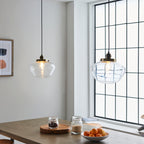 Camberley Ceiling Pendant Light In Antique Brass With Clear Glass Shade 97691