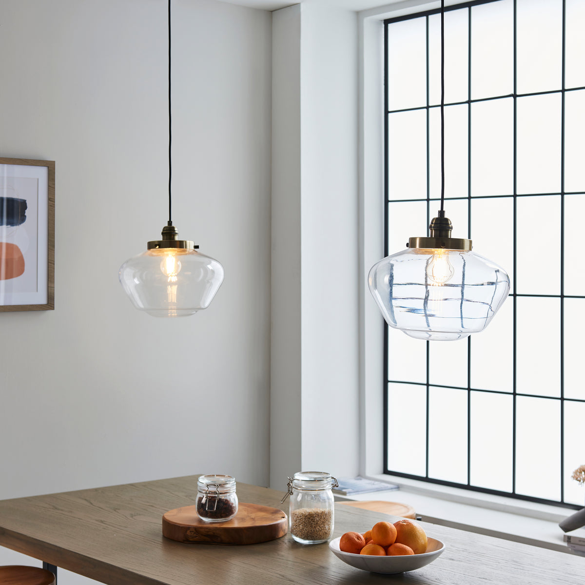Camberley Ceiling Pendant Light In Antique Brass With Clear Glass Shade 97691