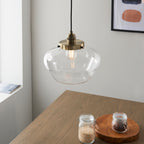 Camberley Ceiling Pendant Light In Antique Brass With Clear Glass Shade 97691