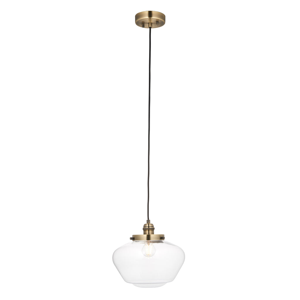 Camberley Ceiling Pendant Light In Antique Brass With Clear Glass Shade 97691
