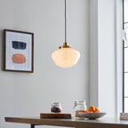 Camberley Ceiling Pendant Light In Brass With Opal Glass Shade 97692