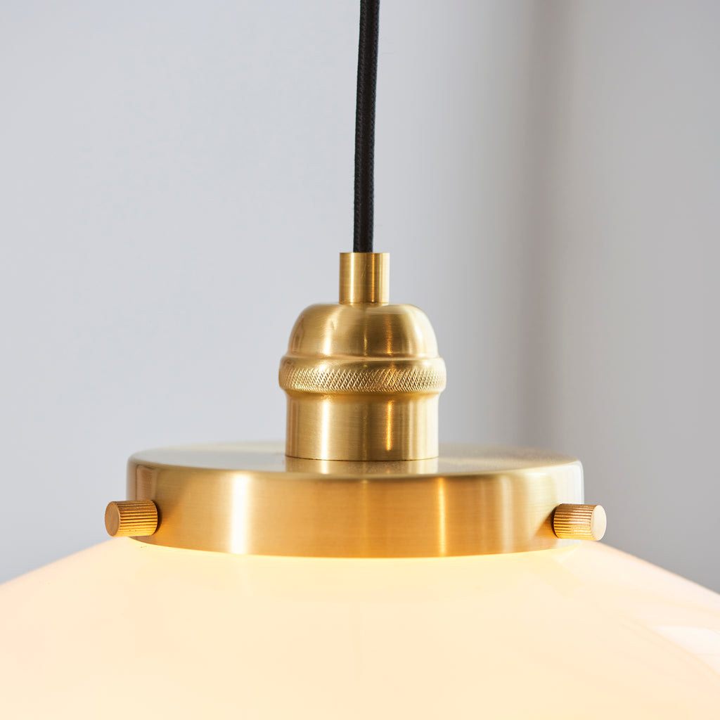 Camberley Ceiling Pendant Light In Brass With Opal Glass Shade 97692