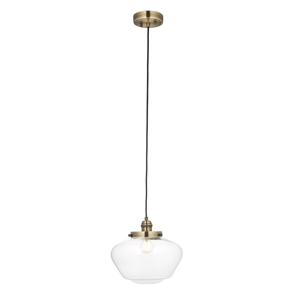Camberley Ceiling Pendant Light In Antique Brass With Clear Glass Shade 97691