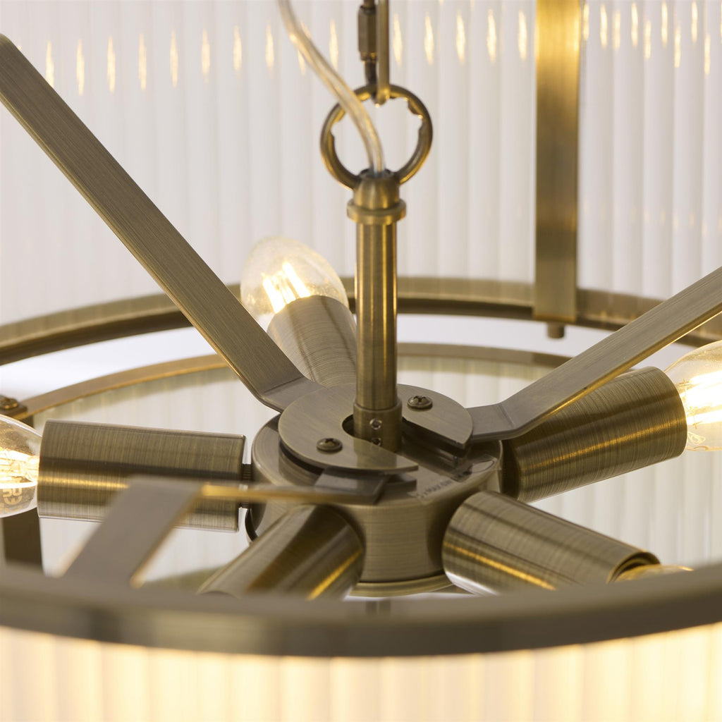 Ridgeton 5 Light Tiered Ceiligng Pendnat In Antique Brass With Frosted Glass 119459