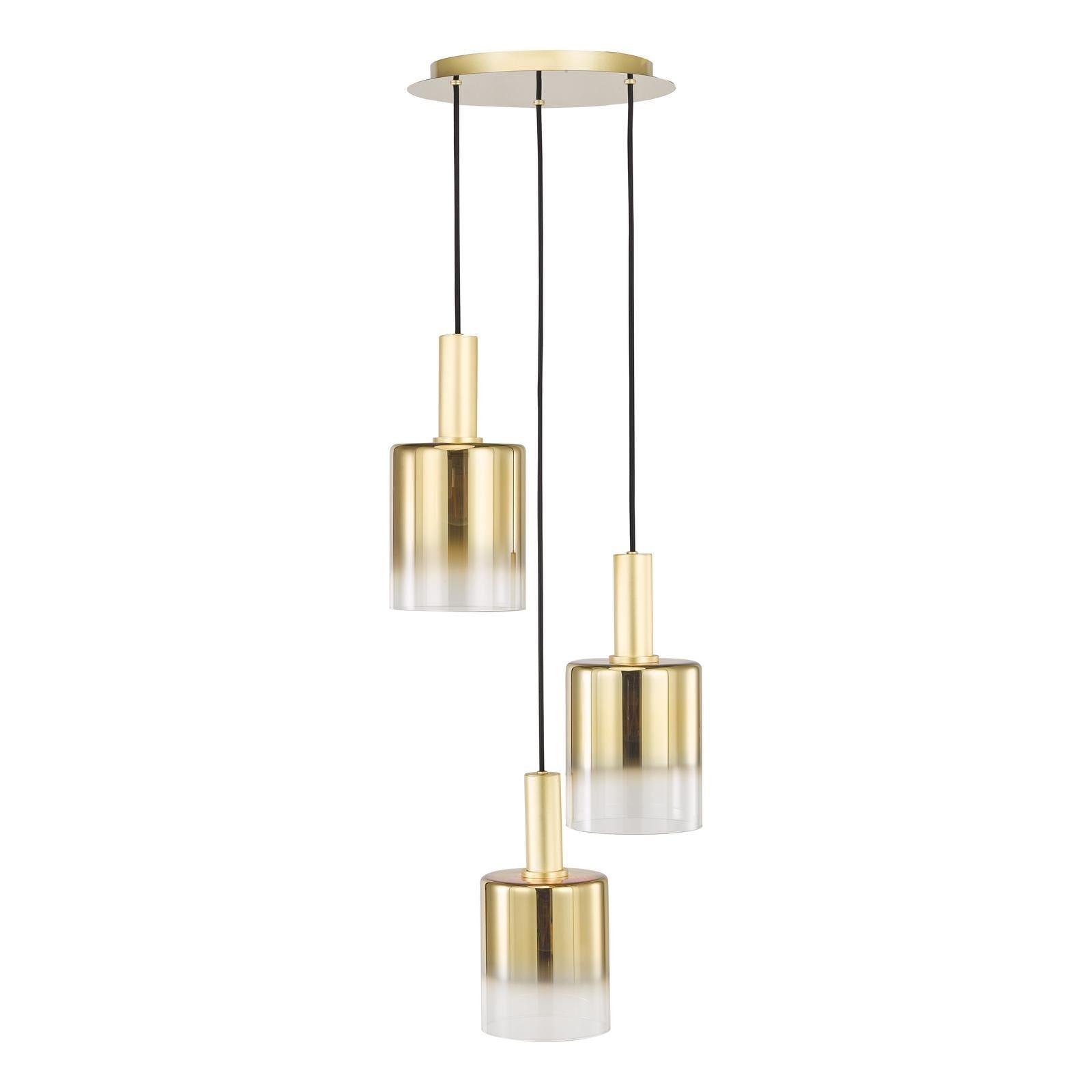 Savannah 3 Light Cluster Pendant Satin Gold and Gold Ombre Glass SAV8835