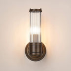 Pillar 1 Light Bathroom Wall Light In Bronze And Clear Glass Rods IP44 E14