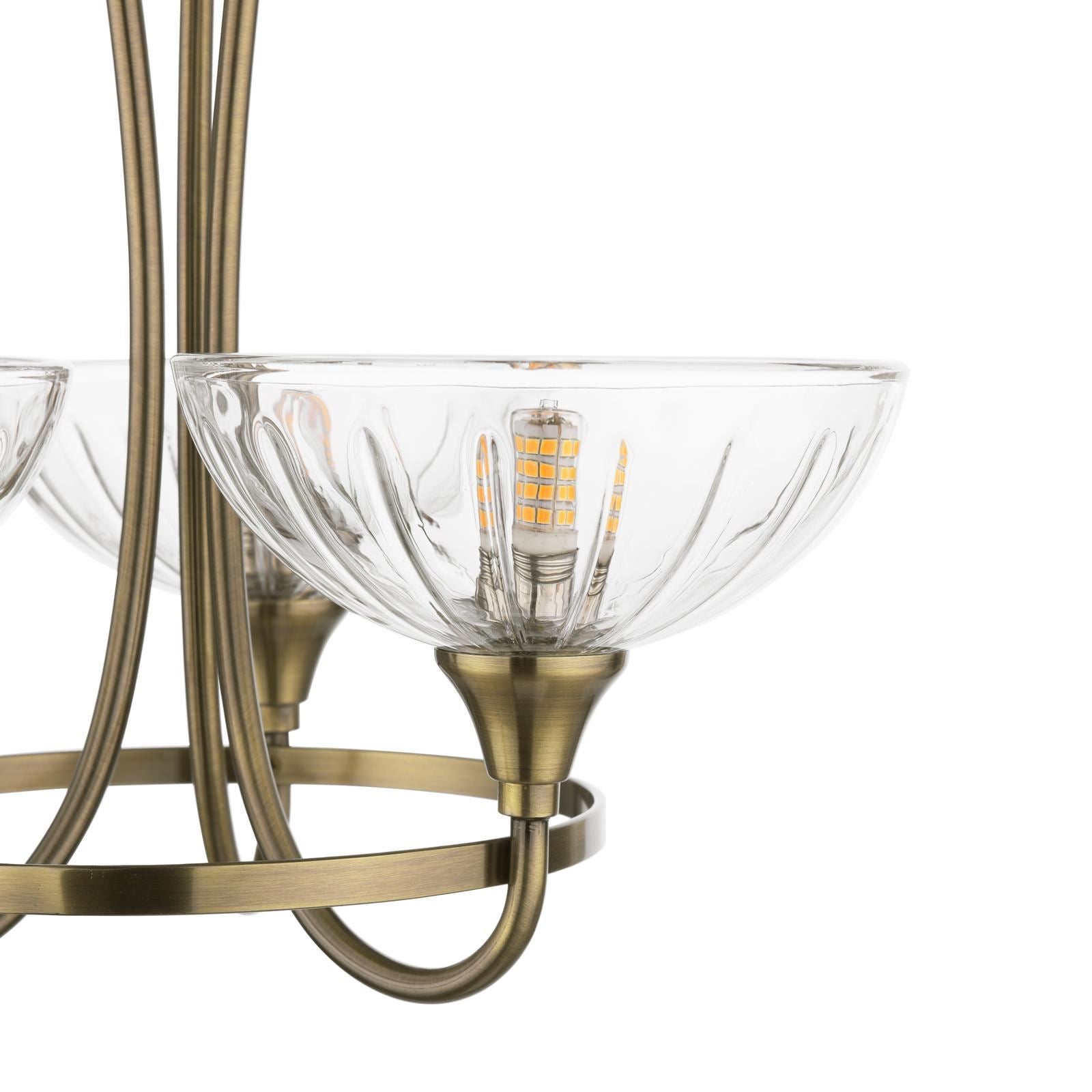 Laura Ashley Wellham 3 Light Semi-Flush Antique Brass and Ribbed Glass LA3756683-Q