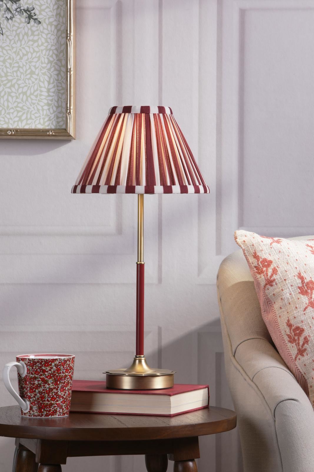 Laura Ashley Denwick Table Lamp Matt Antique Brass and Satin Red With Shade LA3756675-Q