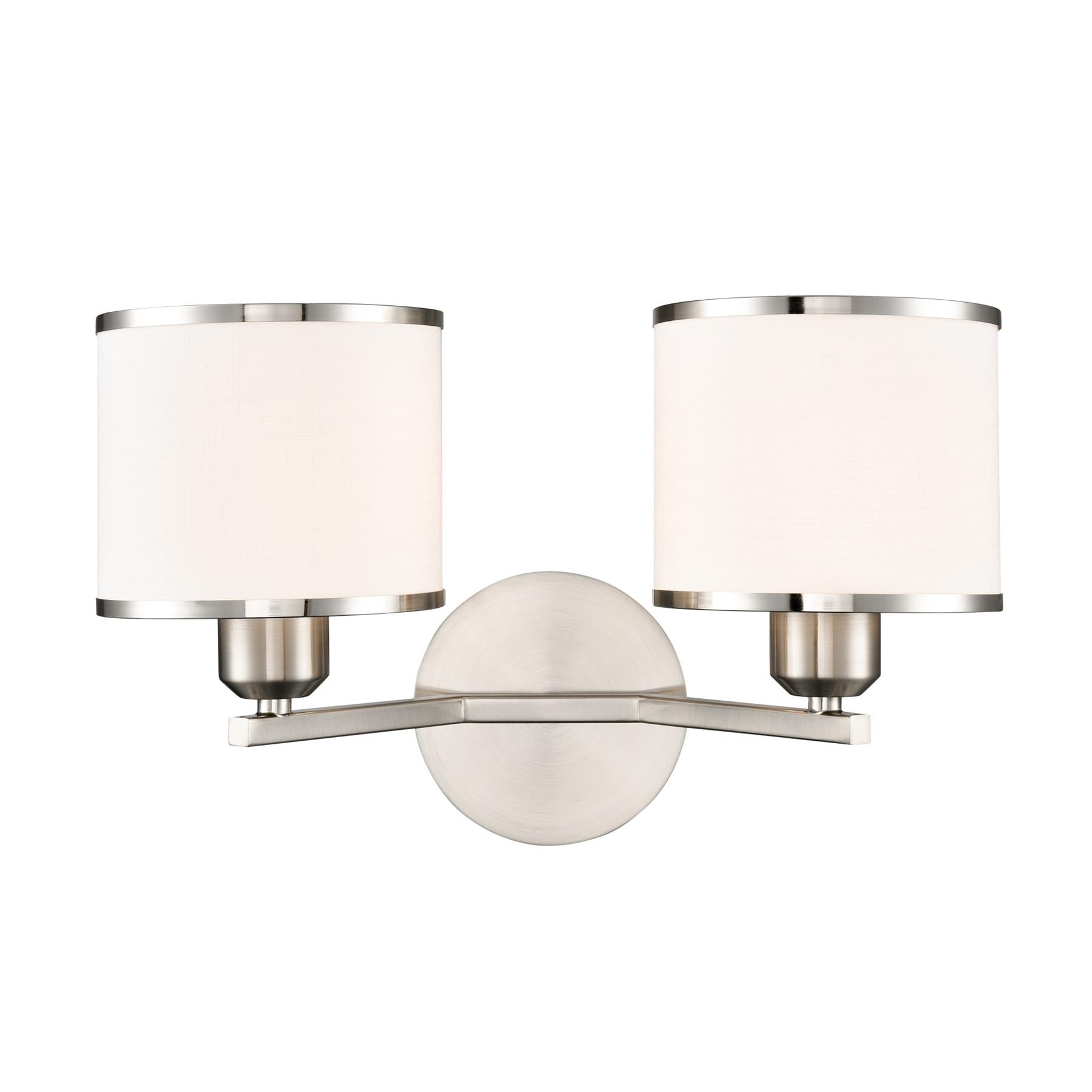 Franklite Sirius 2 Light Wall Light In Satin Nickel With Off White Shade FL2495-2