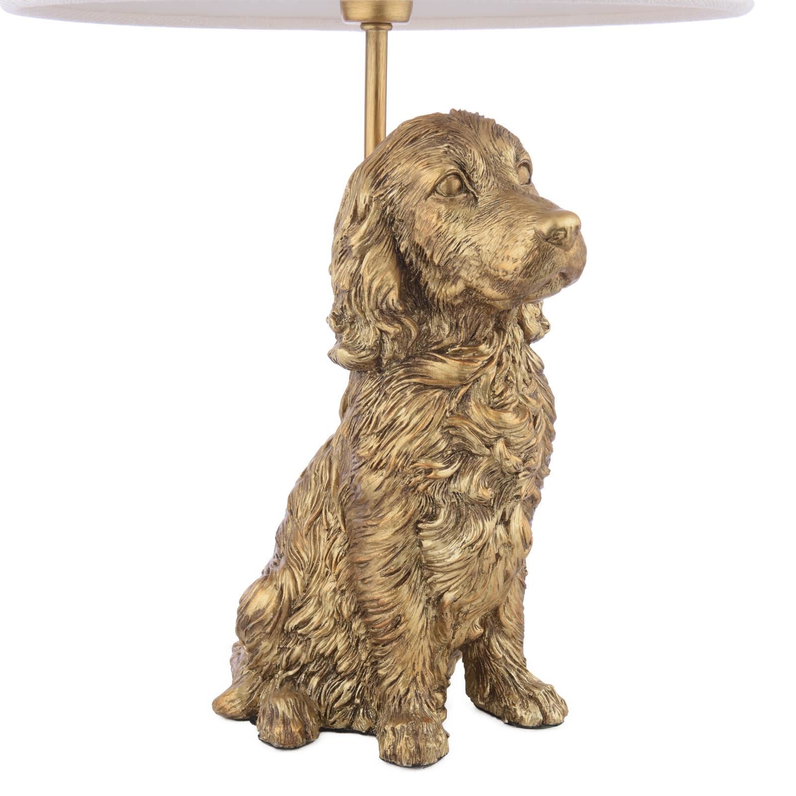 Laura Ashley Cocker Spaniel Table Lamp Antique Gold With Shade LA3756664-Q
