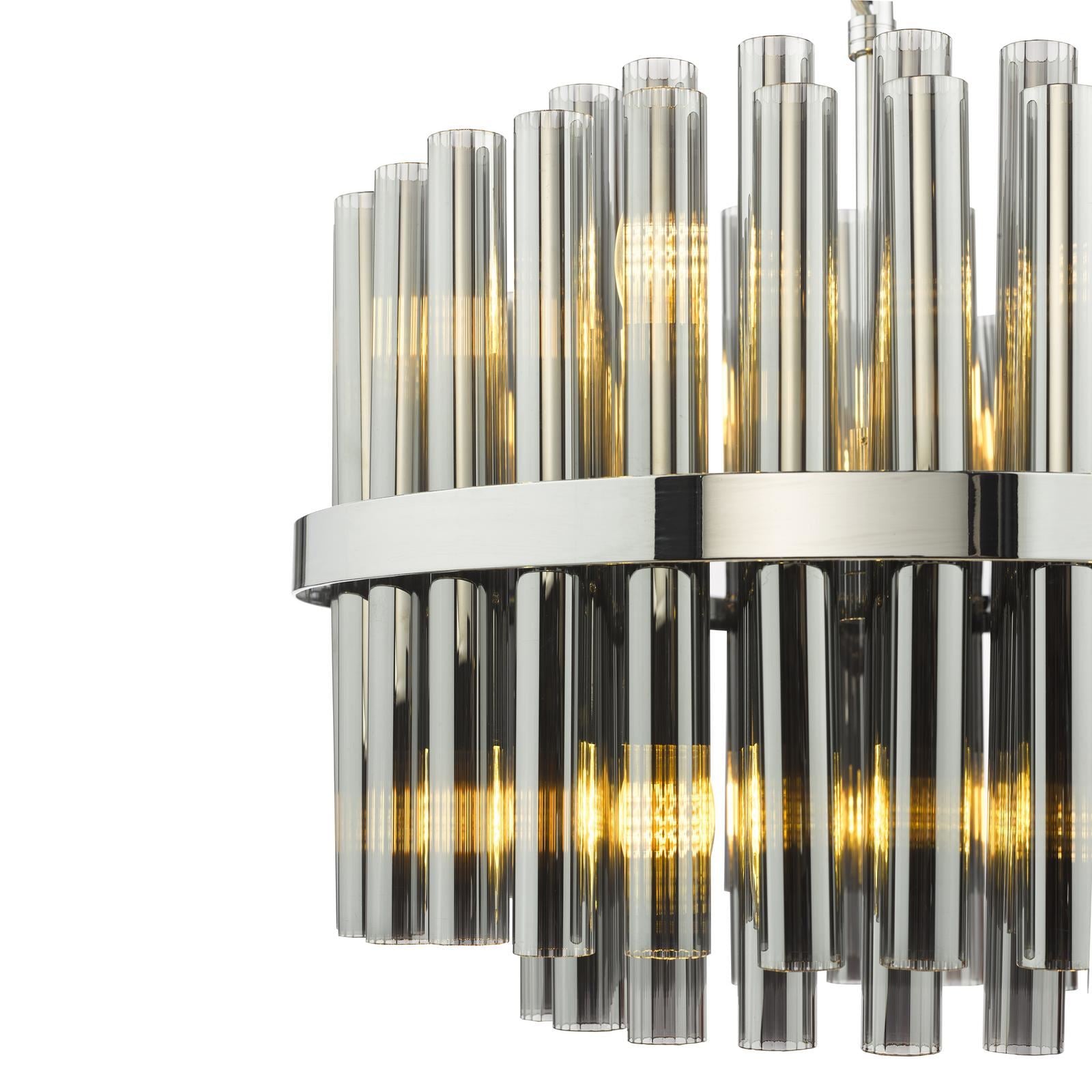 Imani 12 Light Pendant Polished Chrome and Smoked Ribbed Glass IMA1250