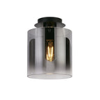 Sweden 1Lt Flush Ceiling Light In Matt Black Finish With Smoked Glass 88911-1BK