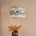 Imani 12 Light Pendant Polished Chrome and Smoked Ribbed Glass IMA1250