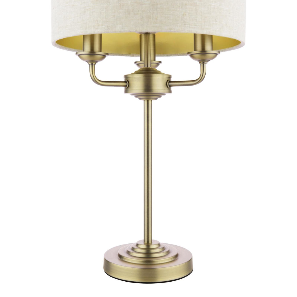 Laura Ashley Sorrento 3 Light Table Lamp Matt Antique Brass With Natural Shade LA3756754-Q