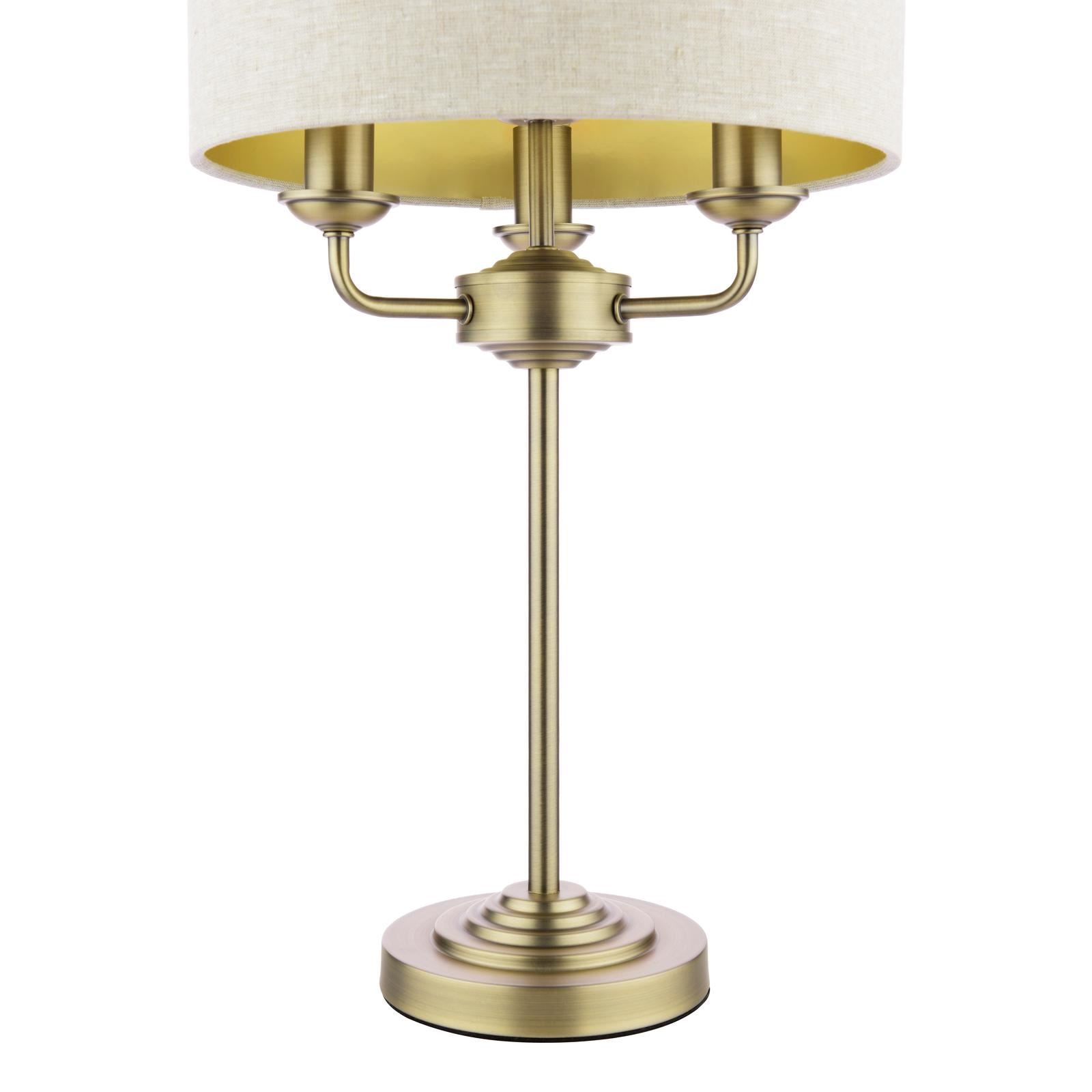 Laura Ashley Sorrento 3 Light Table Lamp Matt Antique Brass With Natural Shade LA3756754-Q
