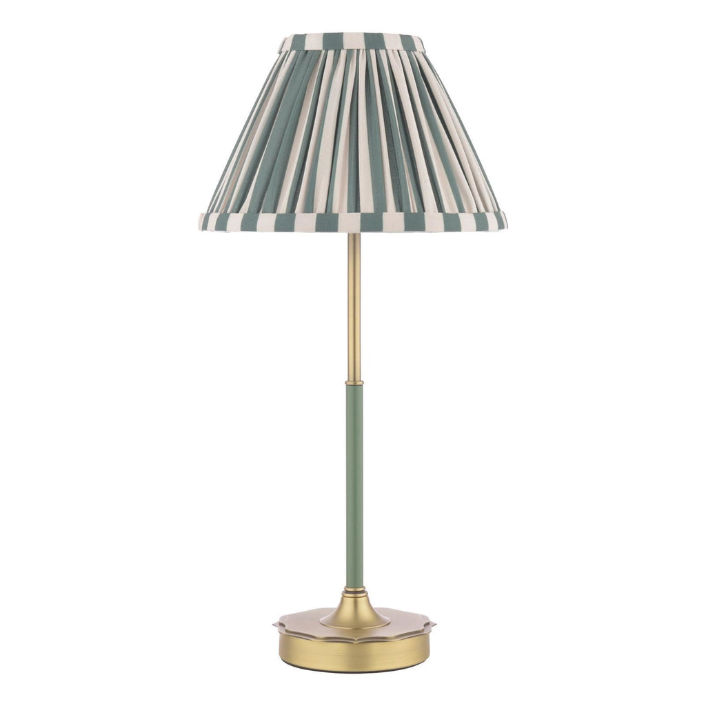 Laura Ashley Denwick Table Lamp Matt Antique Brass and Satin Green With Shade LA3756677-Q