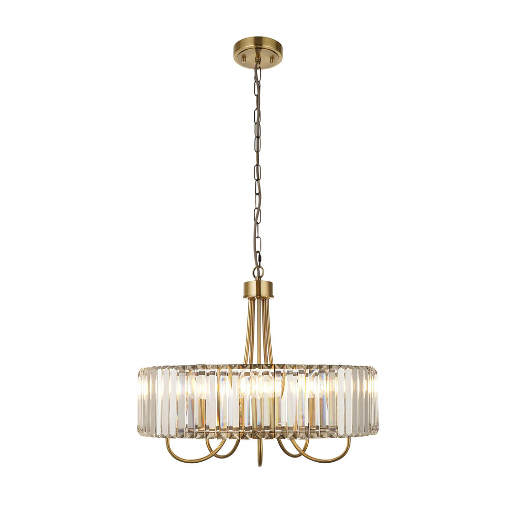 Visconti 5 Light Ceiling Pendant Light In Antique Brass Finish With Clear Glass 119610