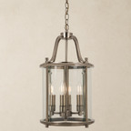 Ashley Traditional 4 Light Round Hall Ceiling Lantern, Antique Brass