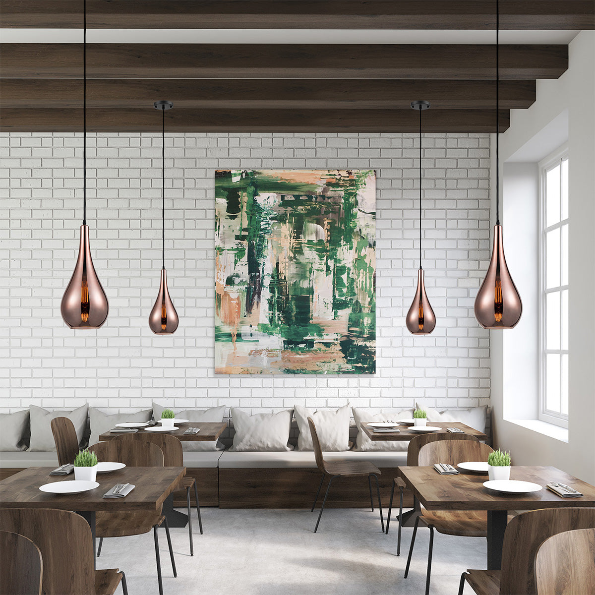 Droplet Modern Ceiling Pendant Light With Copper Glass PCH189