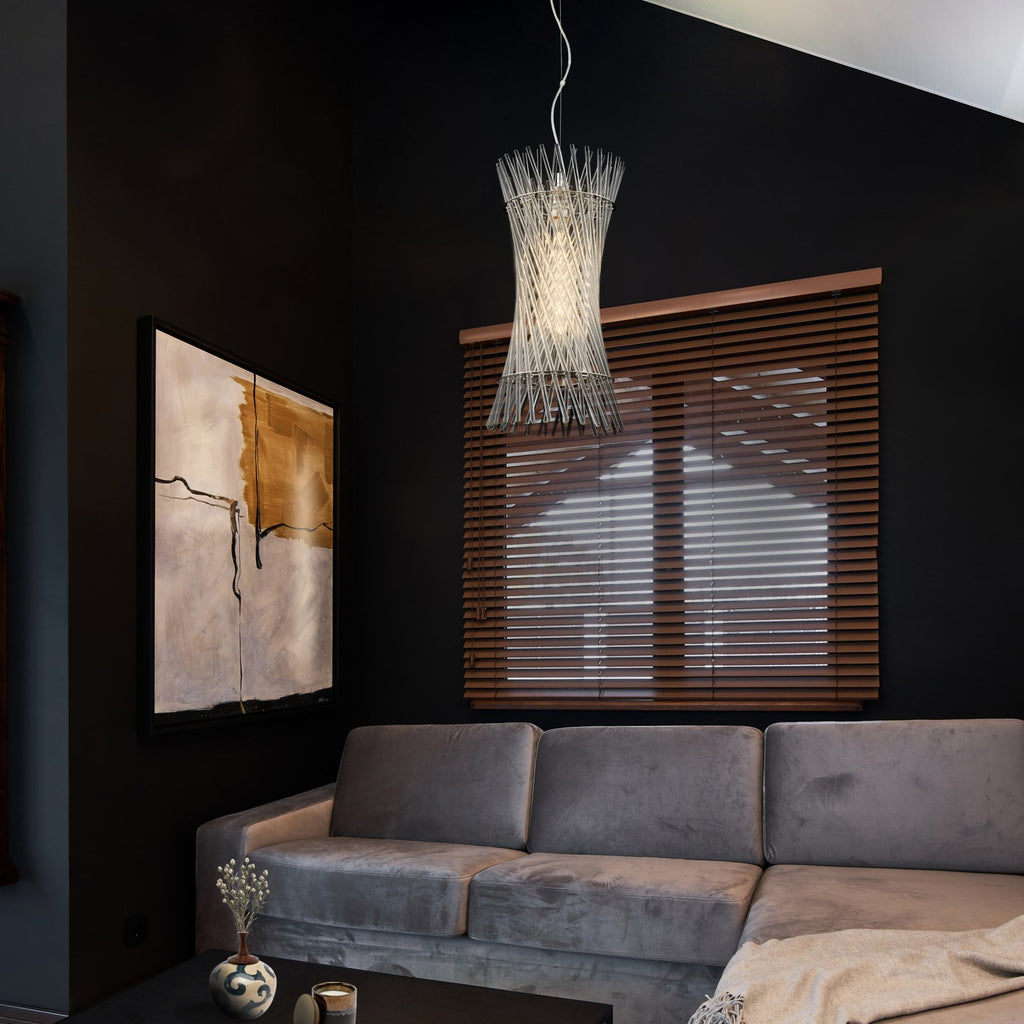 Franklite Ethereal Single Ceiling Pendant With Angled Glass Rods In Chrome Finish PCH477