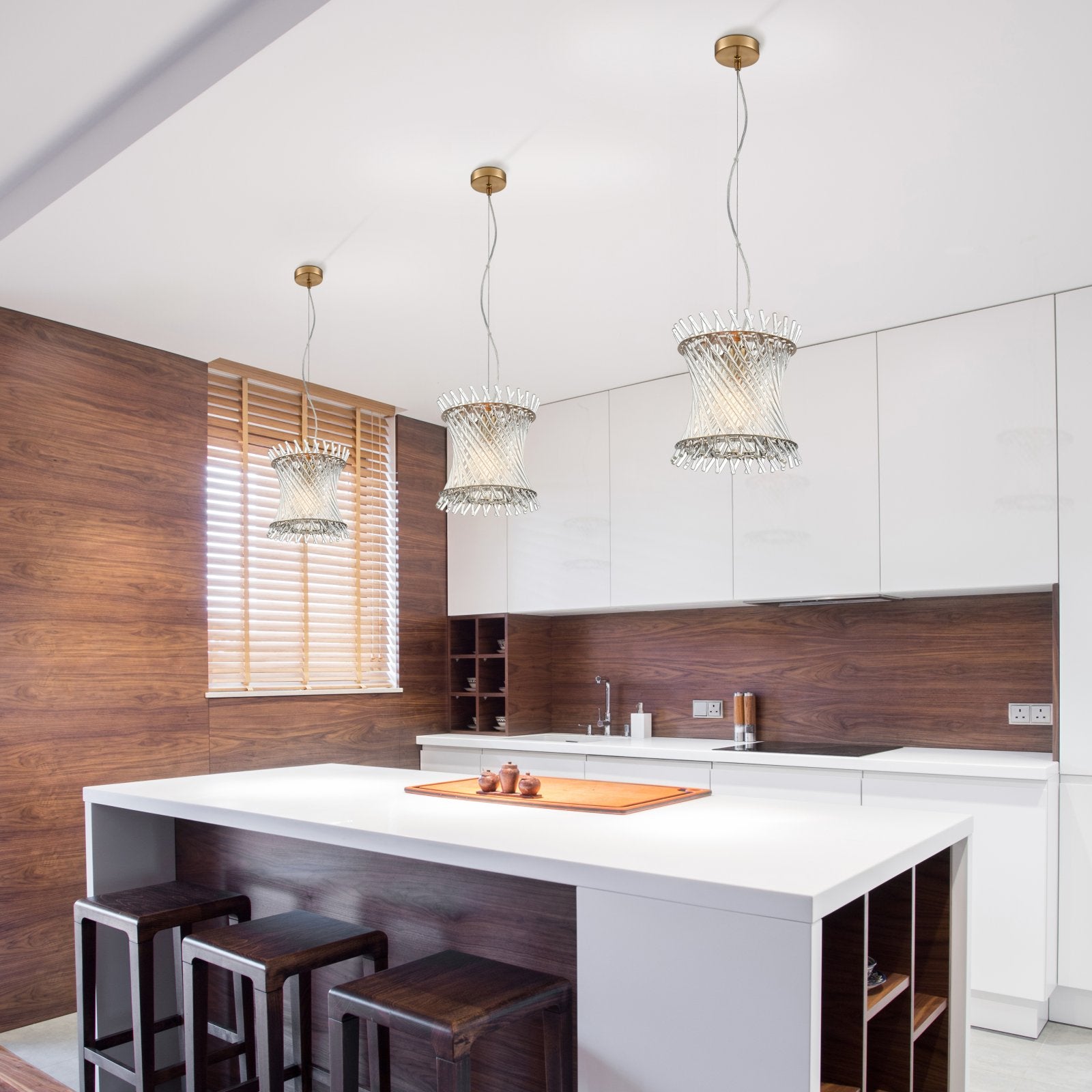 Franklite Ethereal Single Ceiling Pendant With Angled Glass Rods In Aged Brass Finish PCH482
