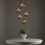 Federico 5 Light Cluster Ceiling Pendant Light In Matt Black With Smoked Dimpled Glass FED0522-10