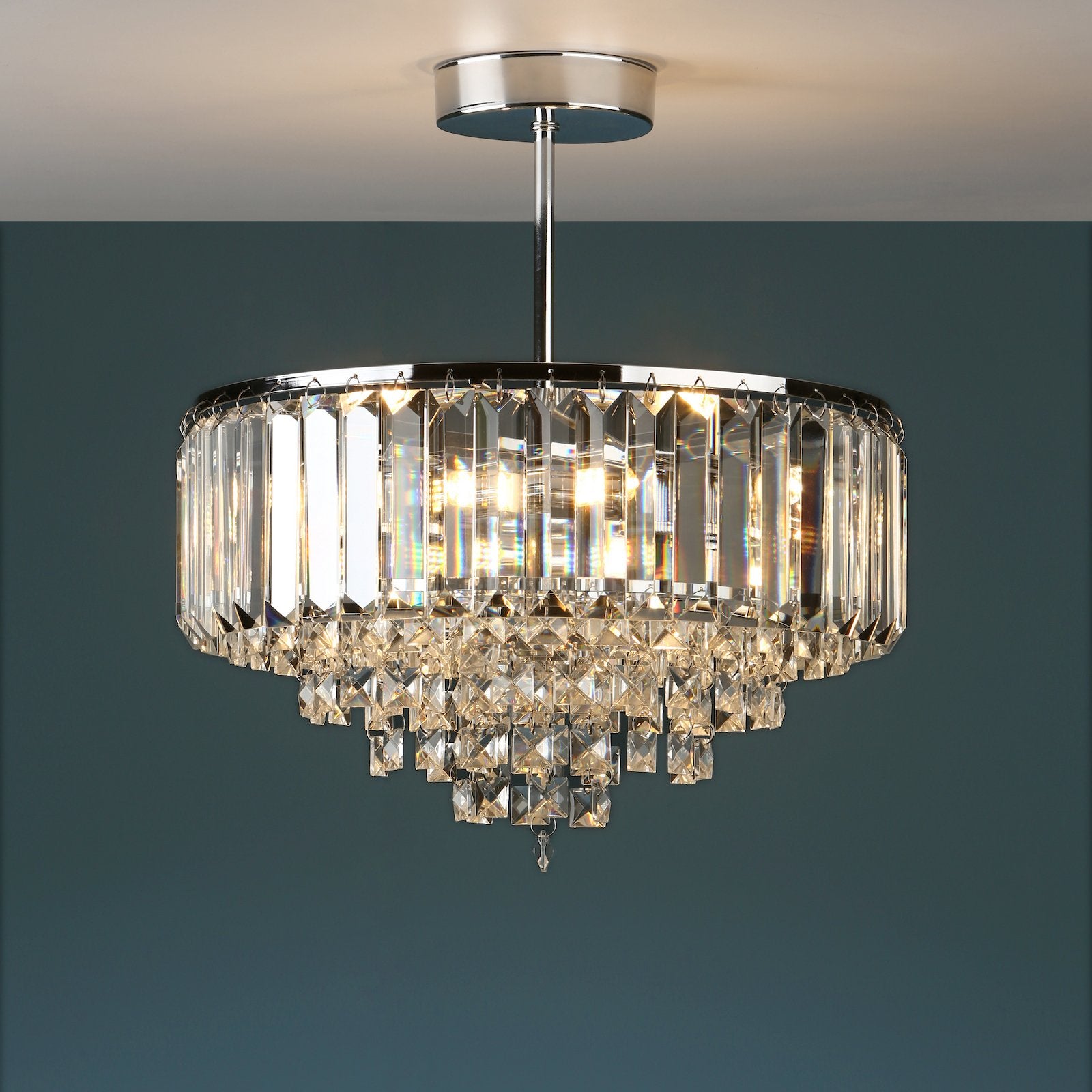 Vienna 3 Light Semi Flush Chandelier In Polished Chrome Finish And Crystal Glass LA3437217-Q