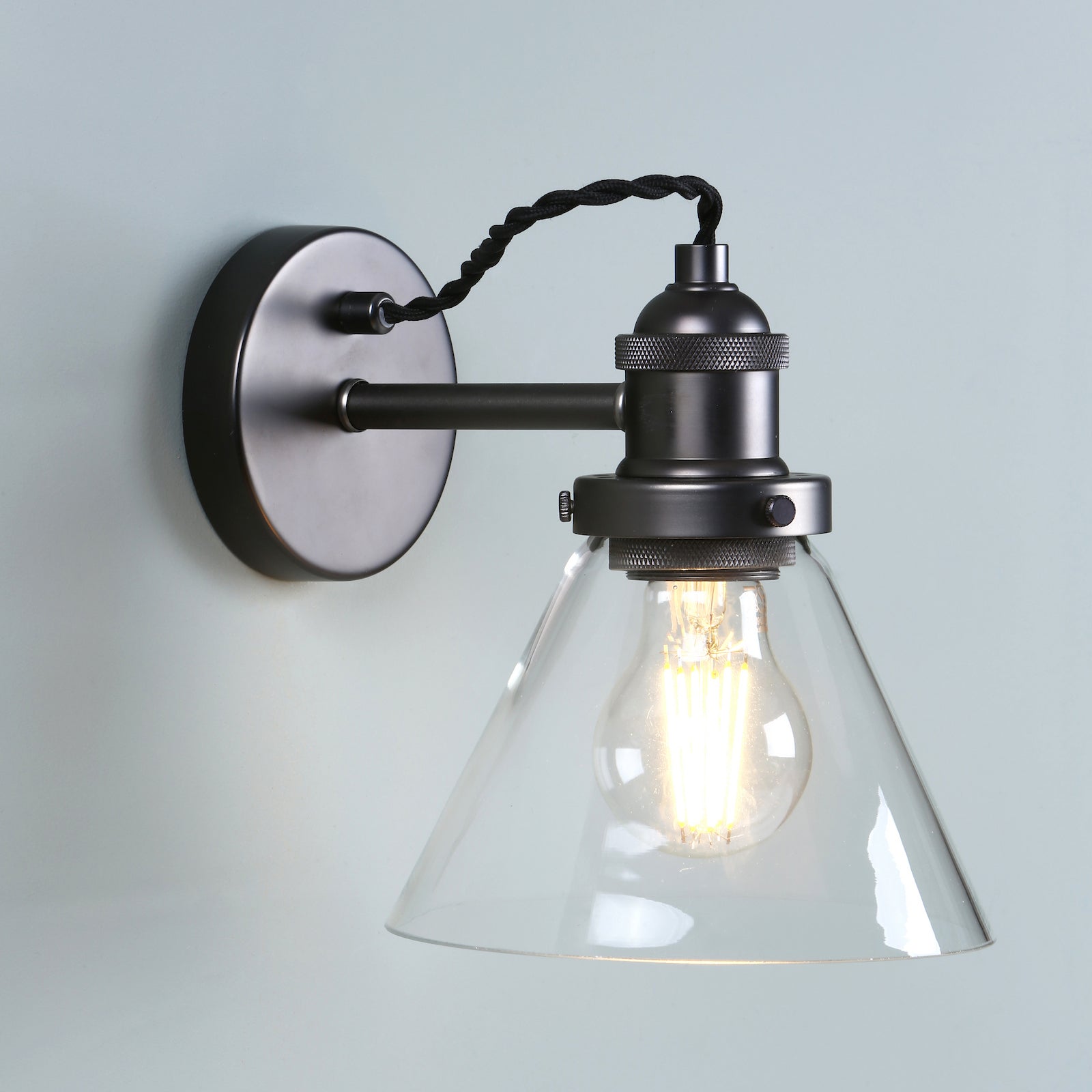 Isaac Vintage 1 Light Wall Light In Industrial Nickel Finish LA3742277-Q