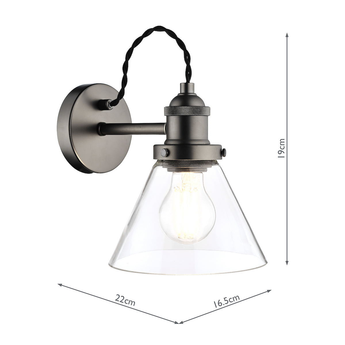 Isaac Vintage 1 Light Wall Light In Industrial Nickel Finish LA3742277-Q