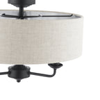Sorrento 3 Light Semi Flush Ceiling Light In Matt Black With Natural Linen Shade LA3756553-Q