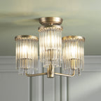 Laura Ashley Hilcote 3 Light Semi-Flush Matt Antique Brass and Glass LA3756649-Q