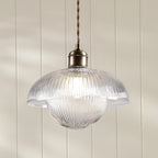 Laura Ashley Billham Pendant Matt Antique Brass and Ribbed Glass LA3756651-Q