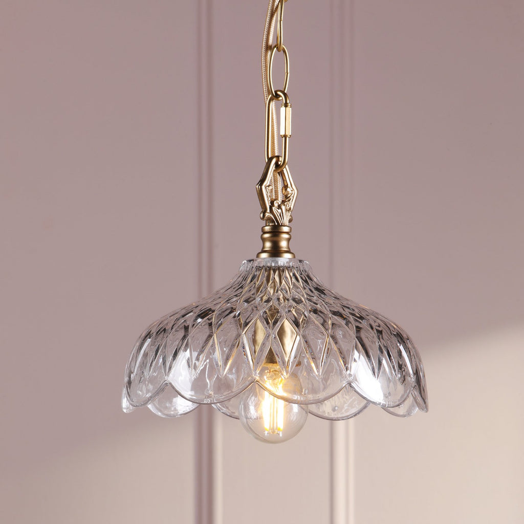 Laura Ashley Eversden Pendant Antique Brass and Crystal LA3756652-Q