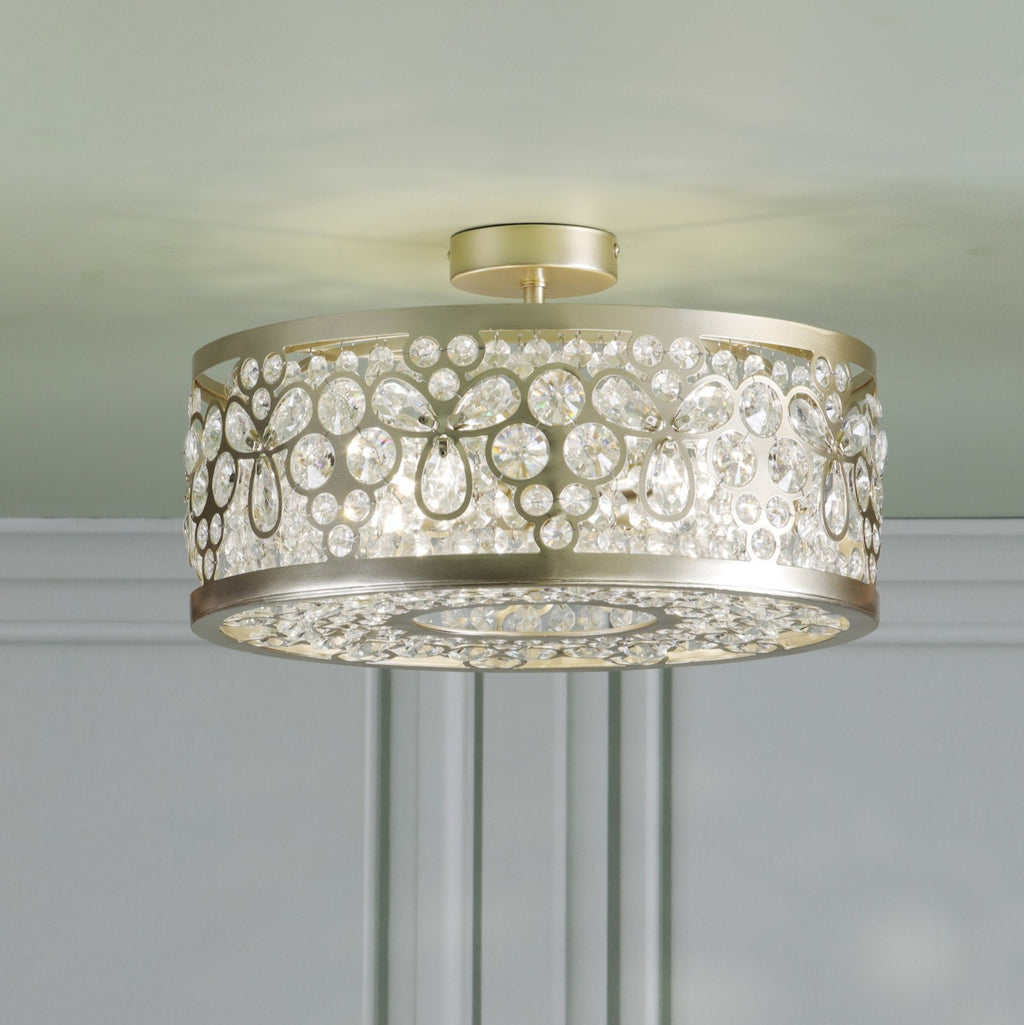 Laura Ashley Tilbrook 4 Light Flush Matt Champagne and Crystal LA3756653-Q