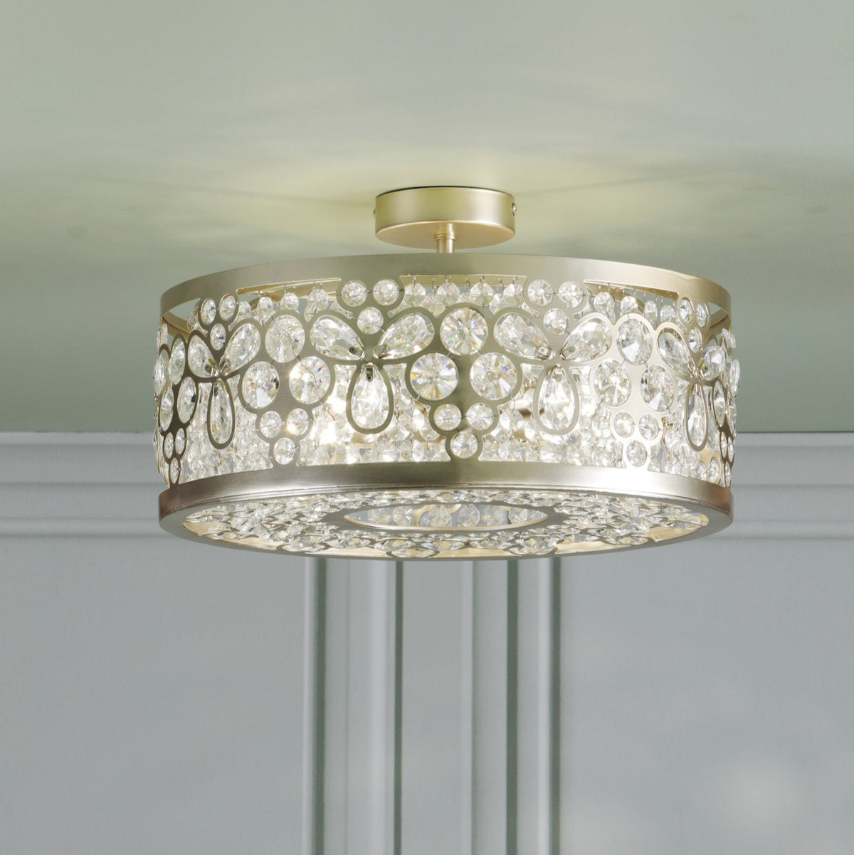 Laura Ashley Tilbrook 4 Light Flush Matt Champagne and Crystal LA3756653-Q